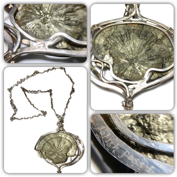Vicki Thaler Fossil Sterling Pyrite Necklace - Picture 1 of 5